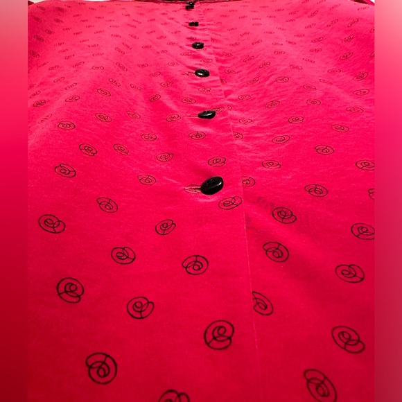 Vintage Christian Dior 100% Silk Red Rose Blouse - Picture 4 of 10